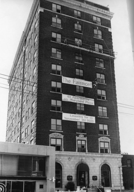 #20 Maryland Gardens Apartments – Fairmont Hotel exterior, to be renovated, 1976
