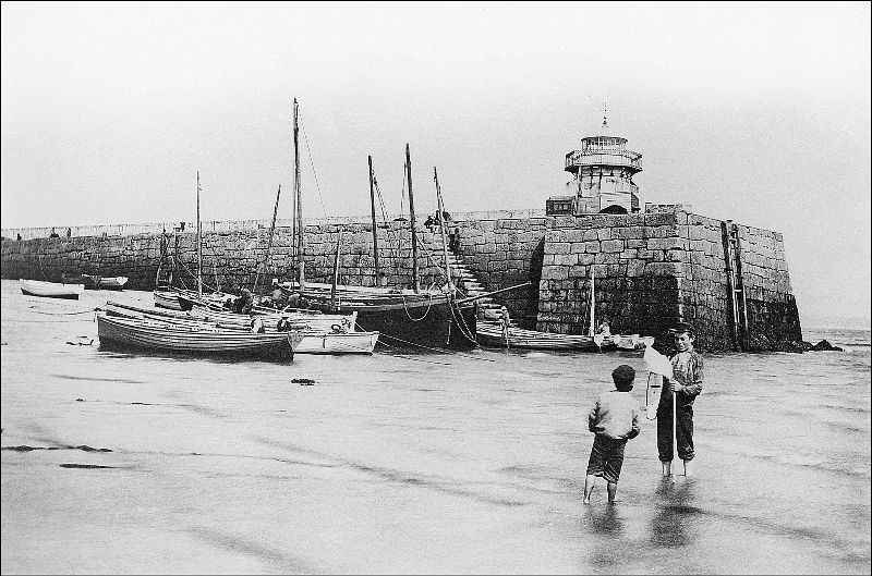 #14 A view of Smeaton’s Pier at low tide with a couple of local lads, St. Ives, Cornwall