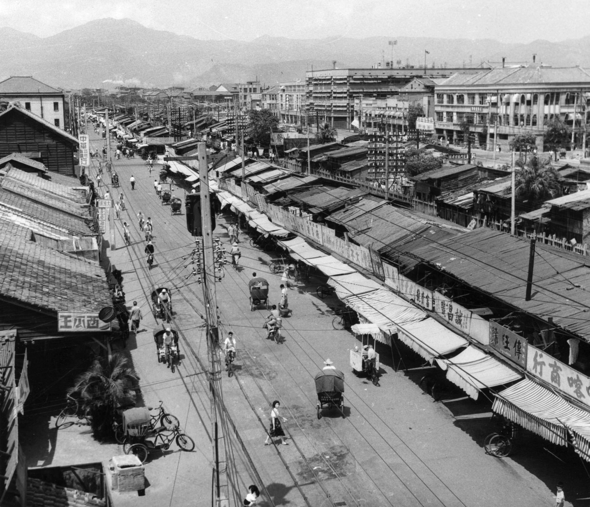 #6 Shops on Chung Hwa Road, Taipei, Taiwan (Formosa), built mostly after 1949 by Chinese refugees from the mainland, 1950s