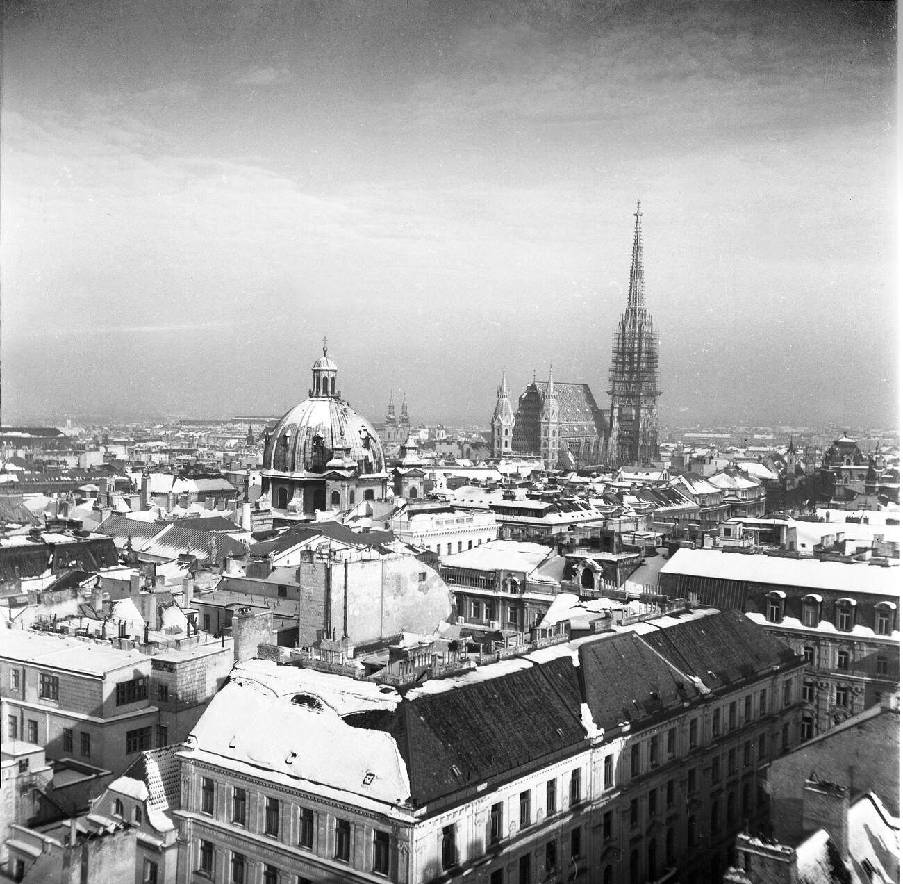 #59 Rooftops of Vienna, Austria, in winter 1956.