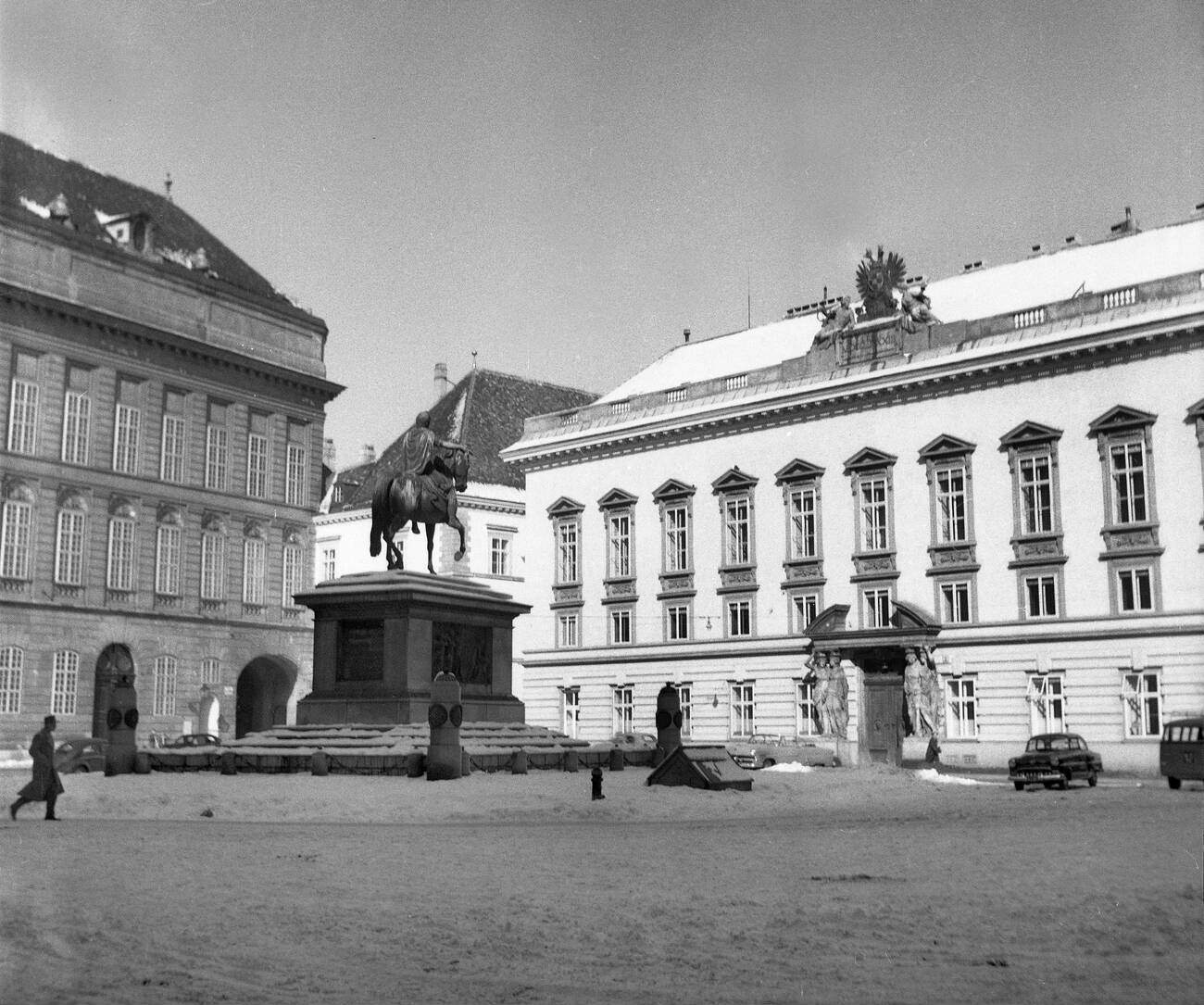 #69 Equestrian statue of Joseph II in Josefsplatz Square, Vienna, Austria, 1956.