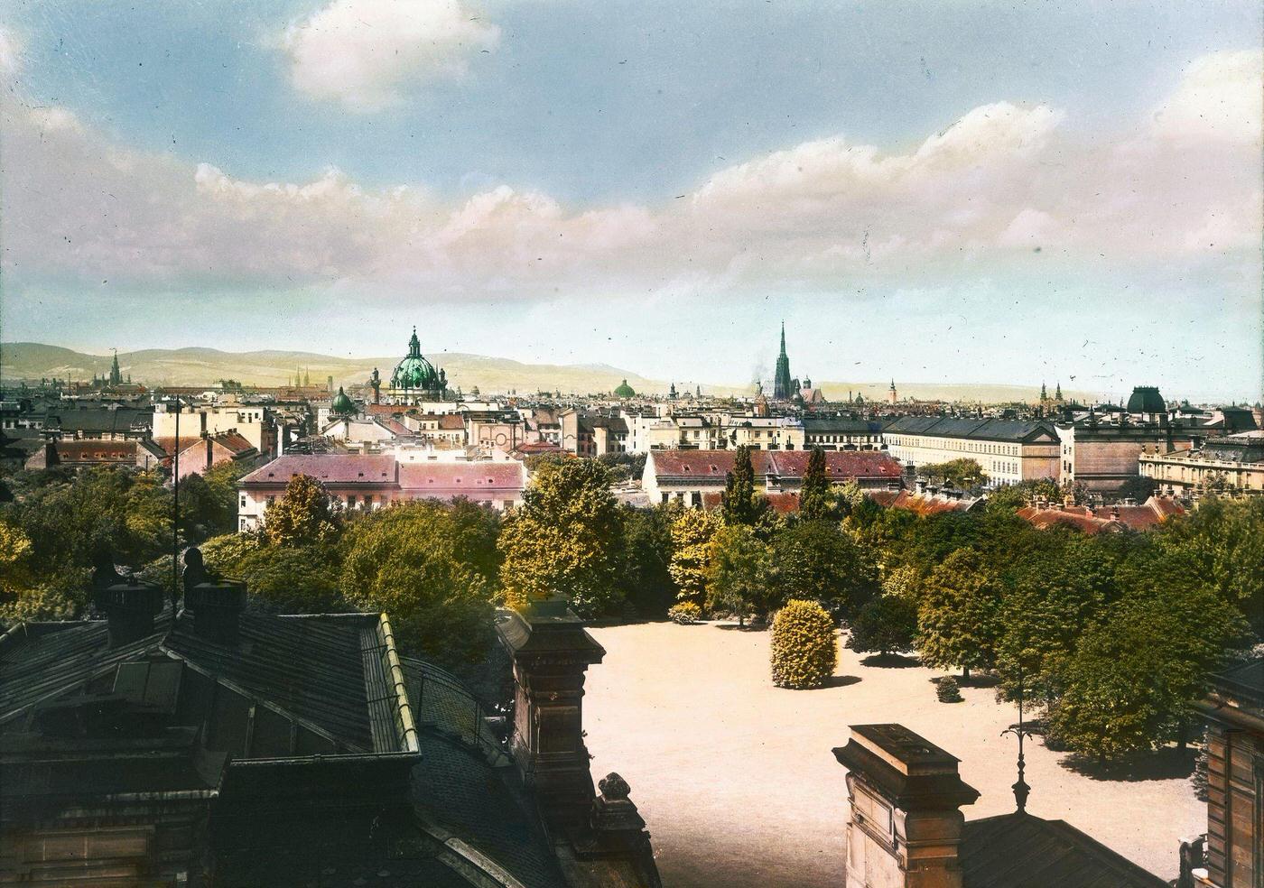 #19 View of the Inner City from the Alfons Rothschild Palais (residence) in Vienna’s first district, 1900.