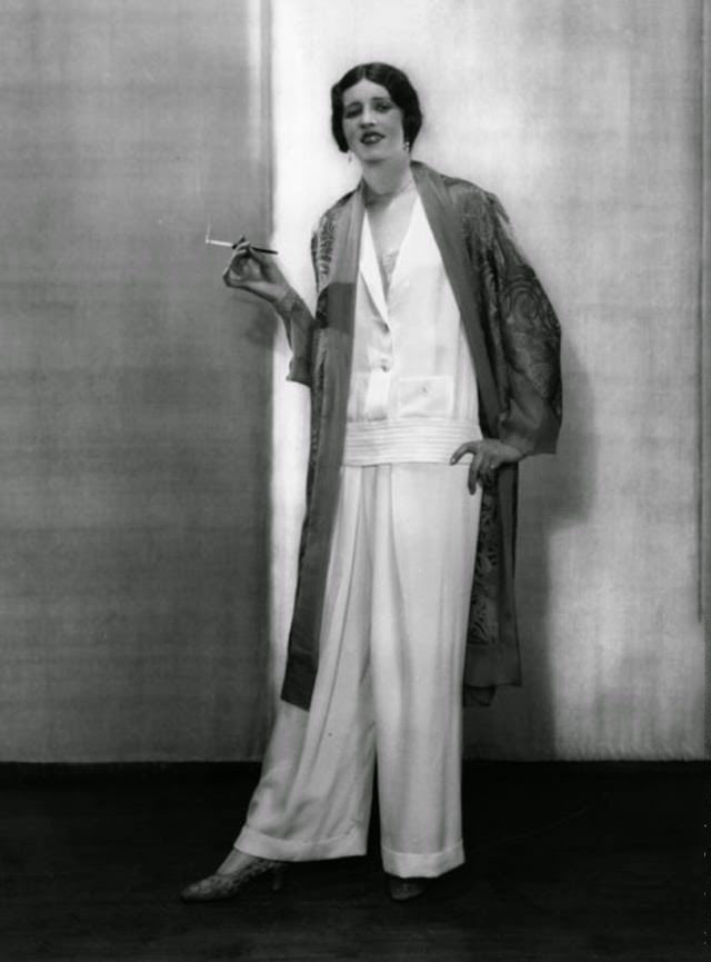#8 A Santa Proud smoking suit being modelled, 1928.