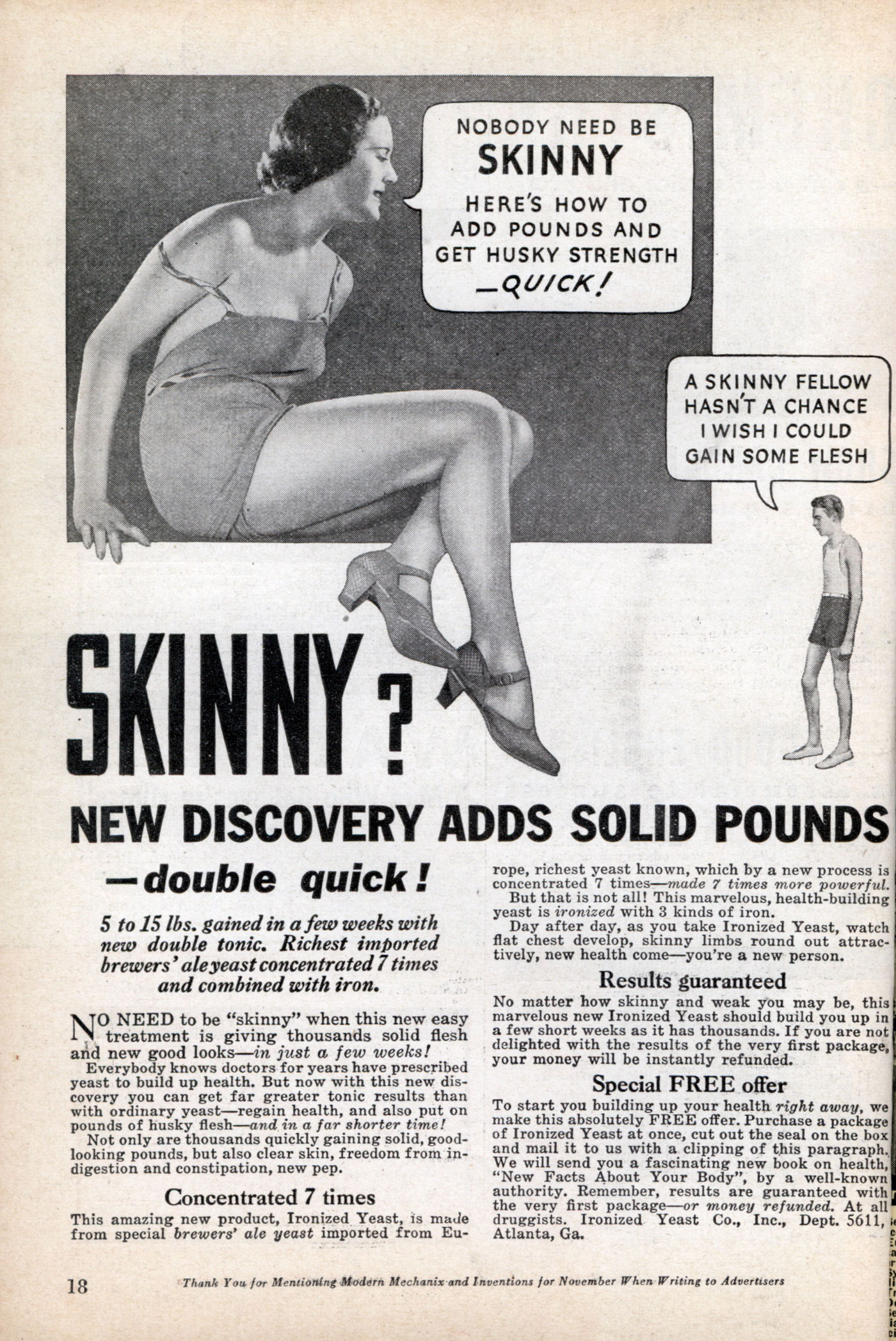 No Skinny Man has an Ounce of Sex Appeal: A Look into 1930s Ads Urging Men to Gain Weight Vintage Ad