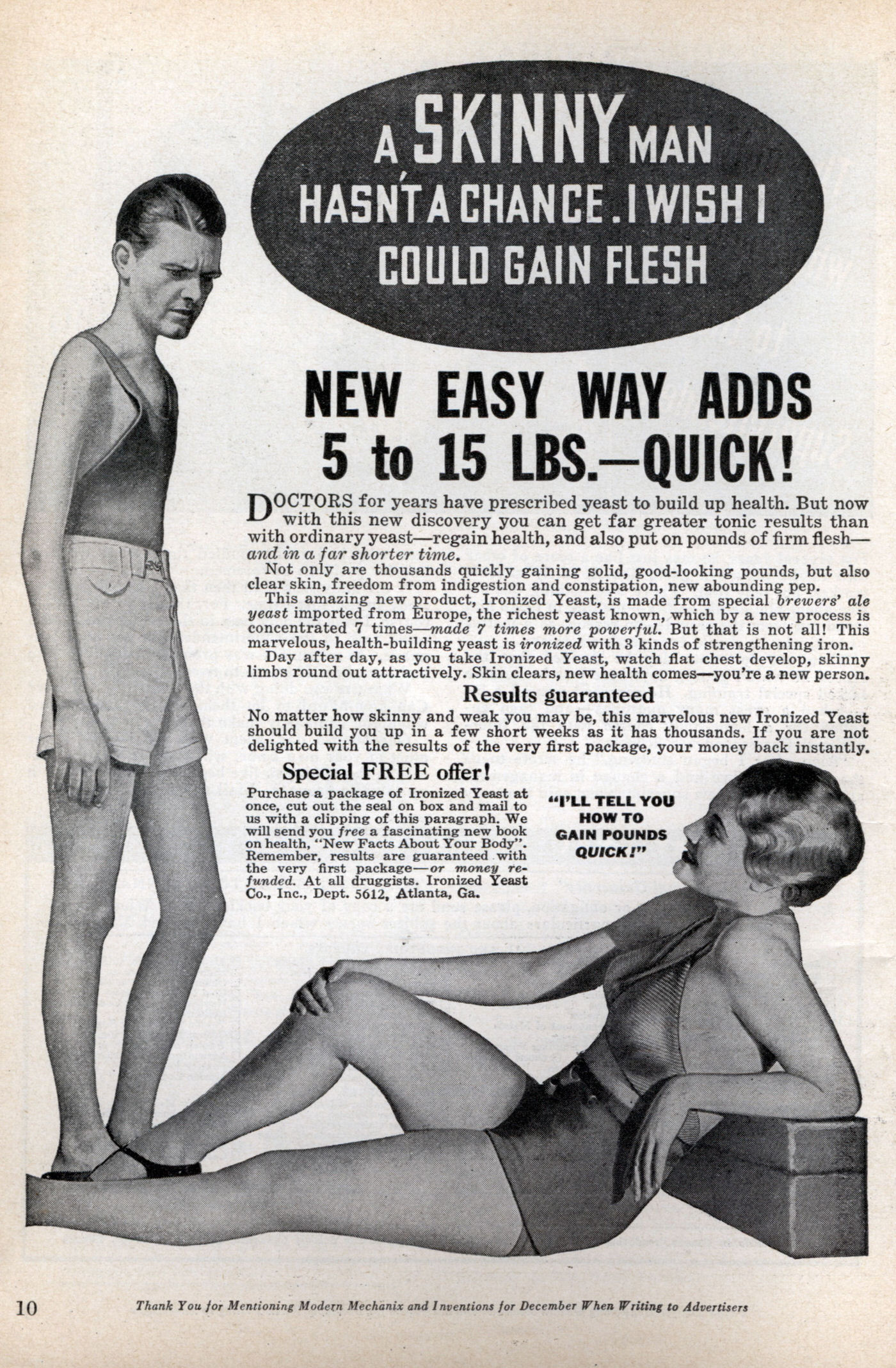 No Skinny Man has an Ounce of Sex Appeal: A Look into 1930s Ads Urging Men to Gain Weight Vintage Ad