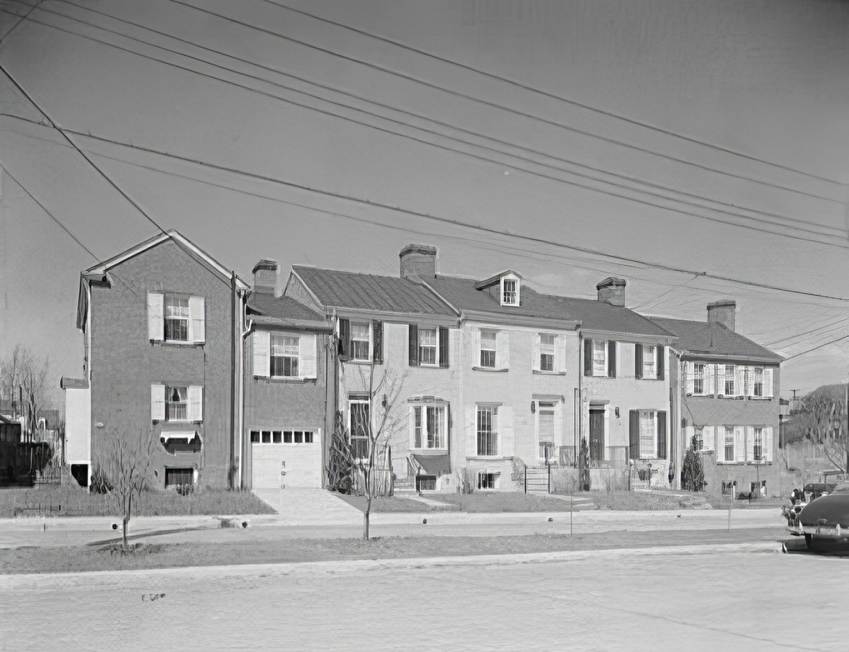 #2 Row houses in Yates Gardens from across street, 1920s