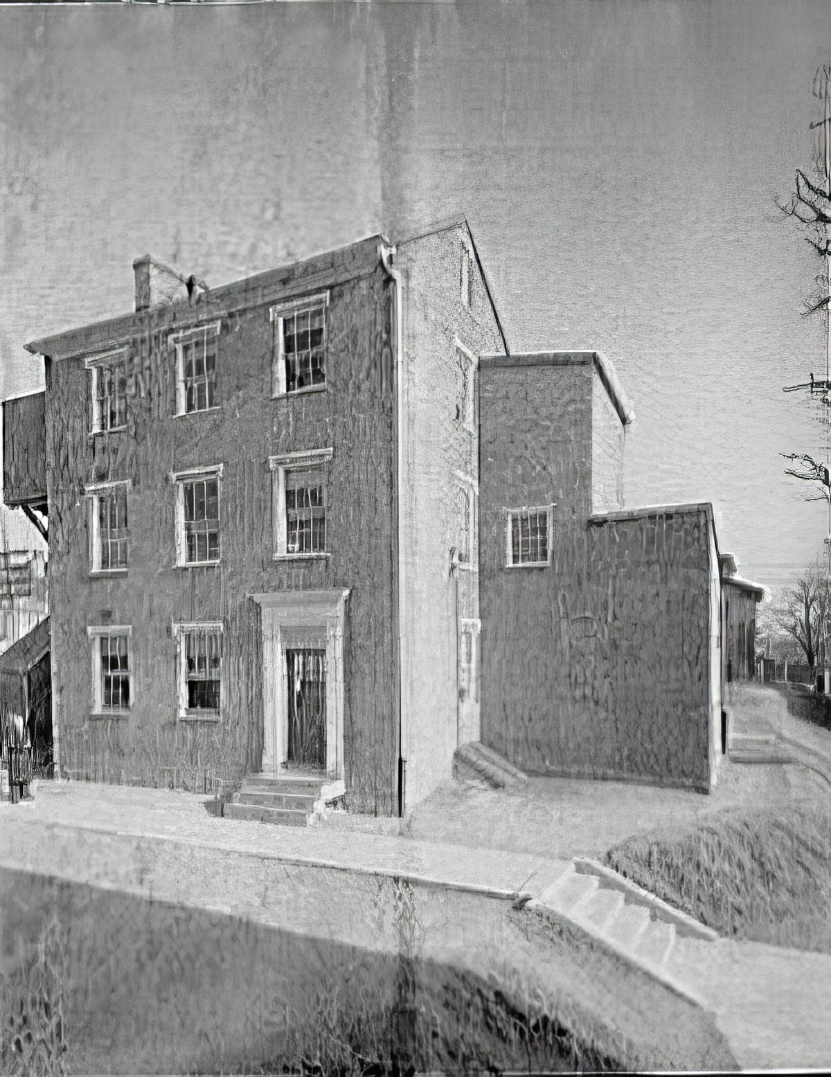 #30 Old school in Alexandria. Exterior of school in Alexandria, 1920