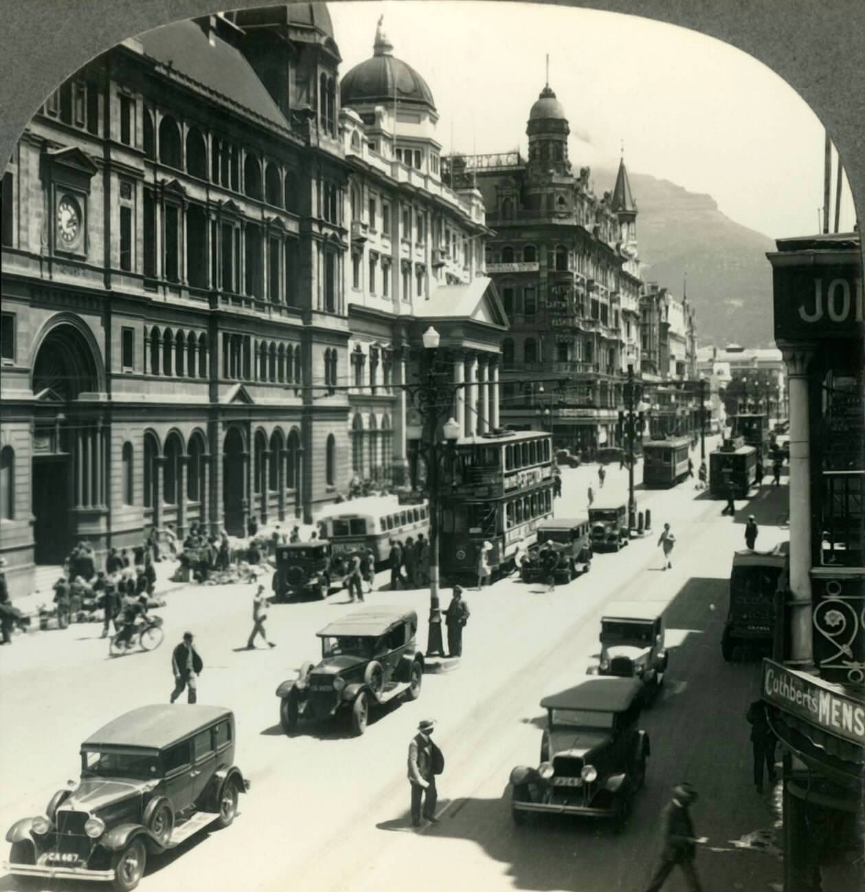 #49 ‘The Post Office and Curb Flower Market, Adderley Street, Cape Town, 1930s