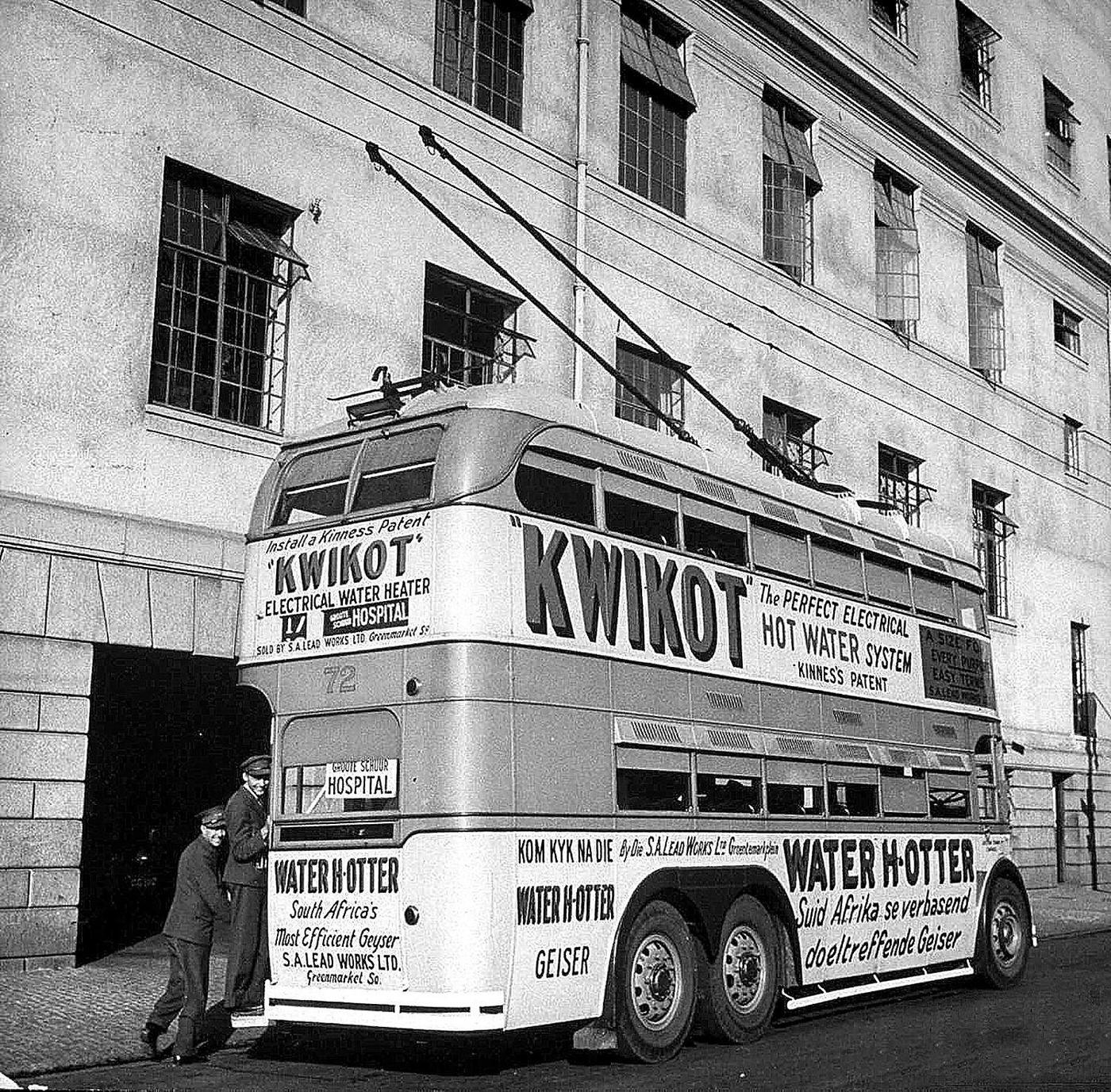 #81 Cape Town trolleybus no 72. This vehicle was part of a series of 71 three axle Sunbeam MS2s with Weymann bodywork, 1943