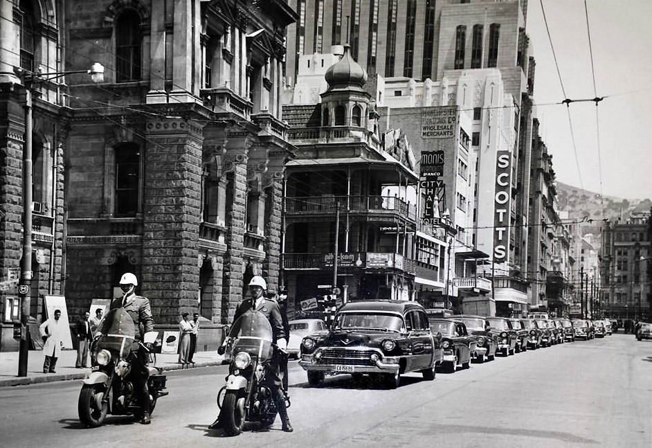 #59 Funeral procession in Darling street, 1957.