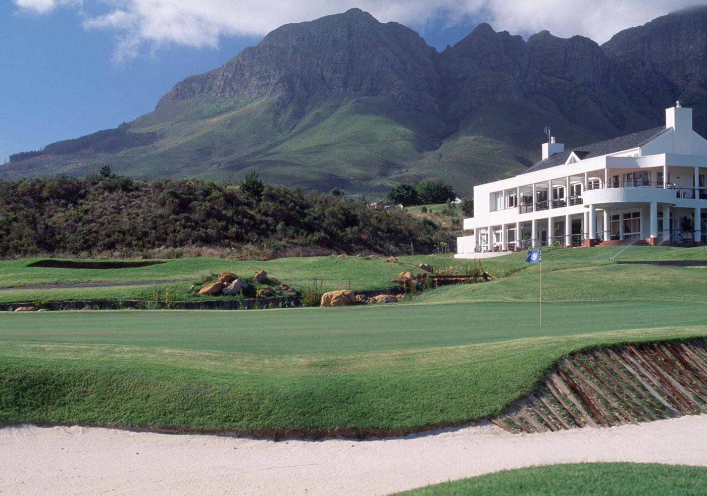 #79 The 9th hole and Club House at the Erinvale Golf Club near Cape Town, 1985