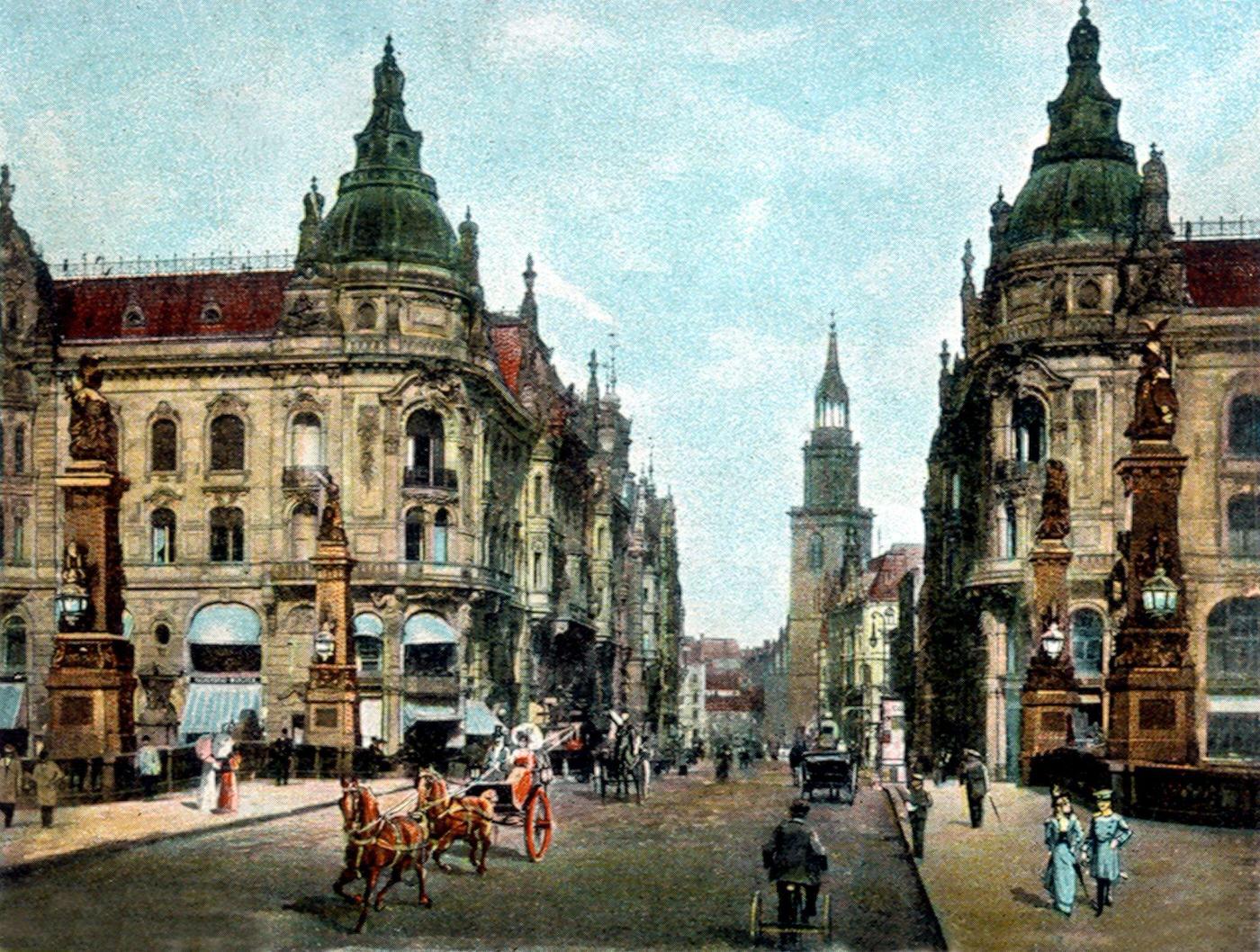 #30 View of Kaiser-Wilhelm-Bruecke and Kaiser-Wilhelm-Strasse in Berlin, German Empire Kingdom Prussia, 1890s