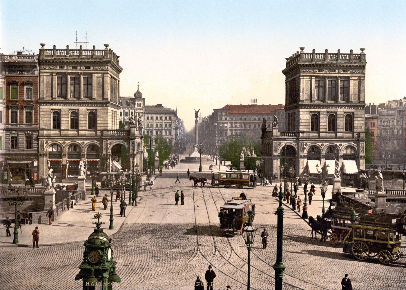 #41 Horsedrawn trams at the Halle Gate and Belle Alliance Square, Berlin, 1890s