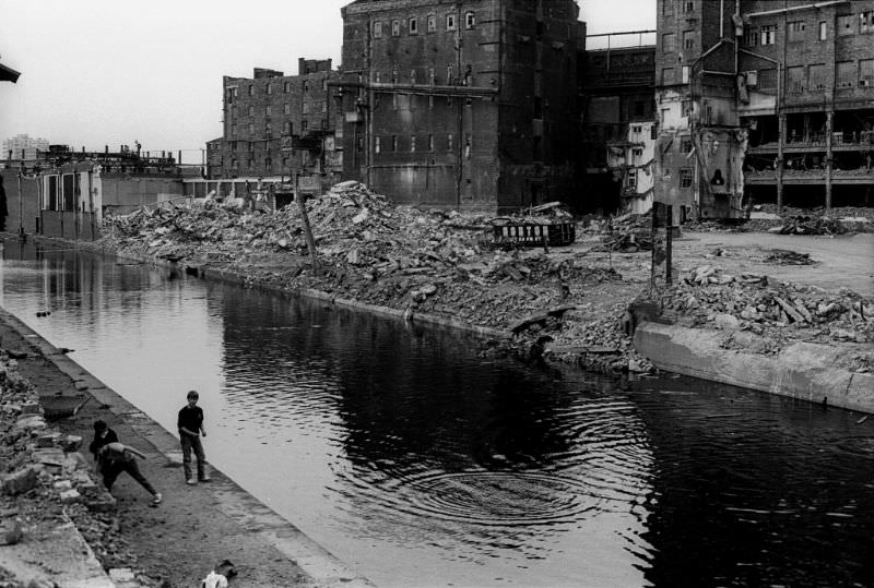 #141 Chucking rock in Leeds Liverpool Canal, 1980s