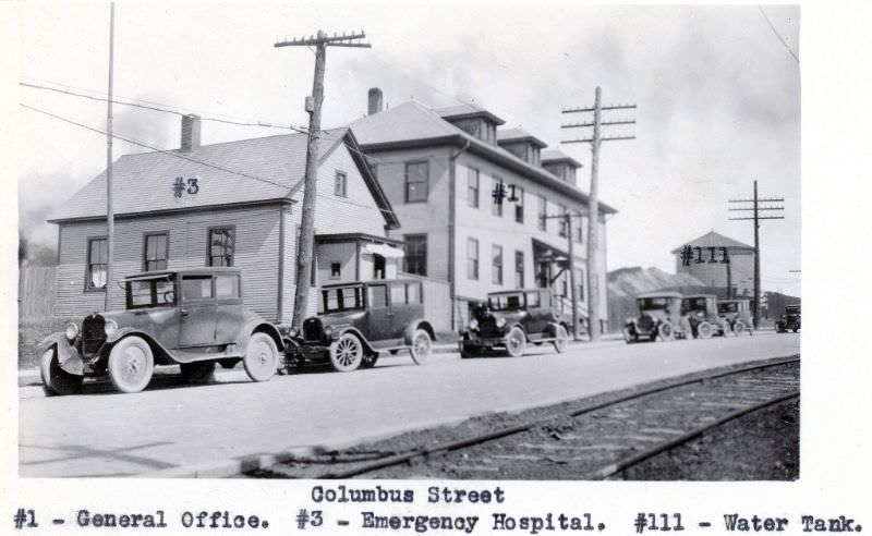 #1 General Office, Emergency Hospital, Water Tank on Columbus Street, 1924