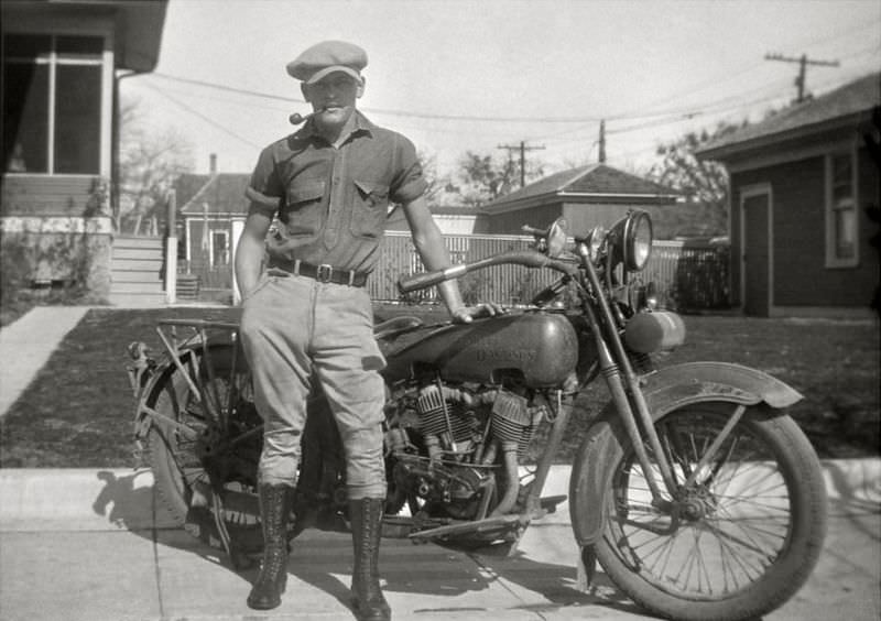 #40 Man with his Harley-Davidson, 1920s