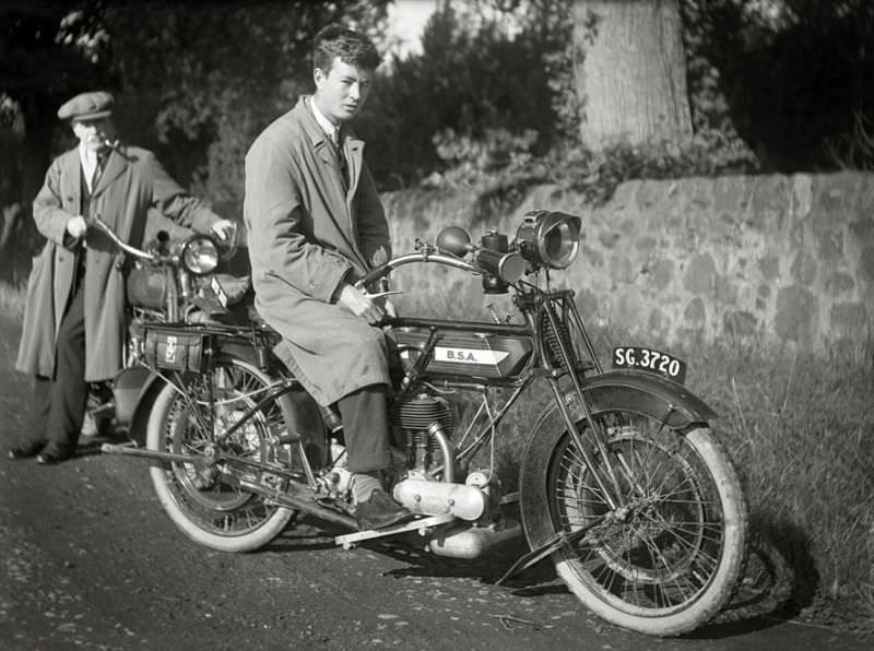 #10 BSA motorcycle, somewhere in Scotland, 1922