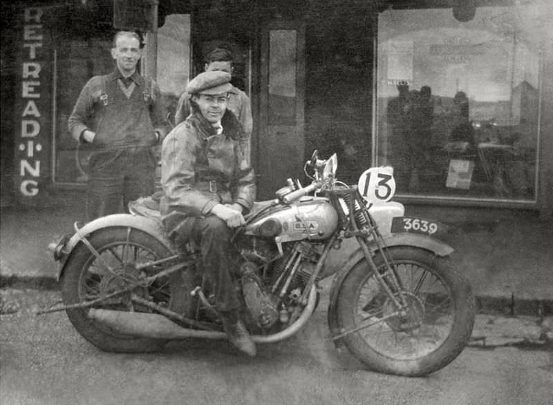 #11 A BSA motorcycle and sidecar outside a cycle shop in Victoria, Australia, 1927