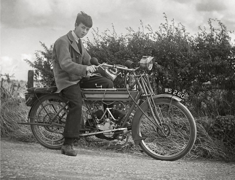 #3 Royal Enfield motorcycle, somewhere in Scotland, 1915
