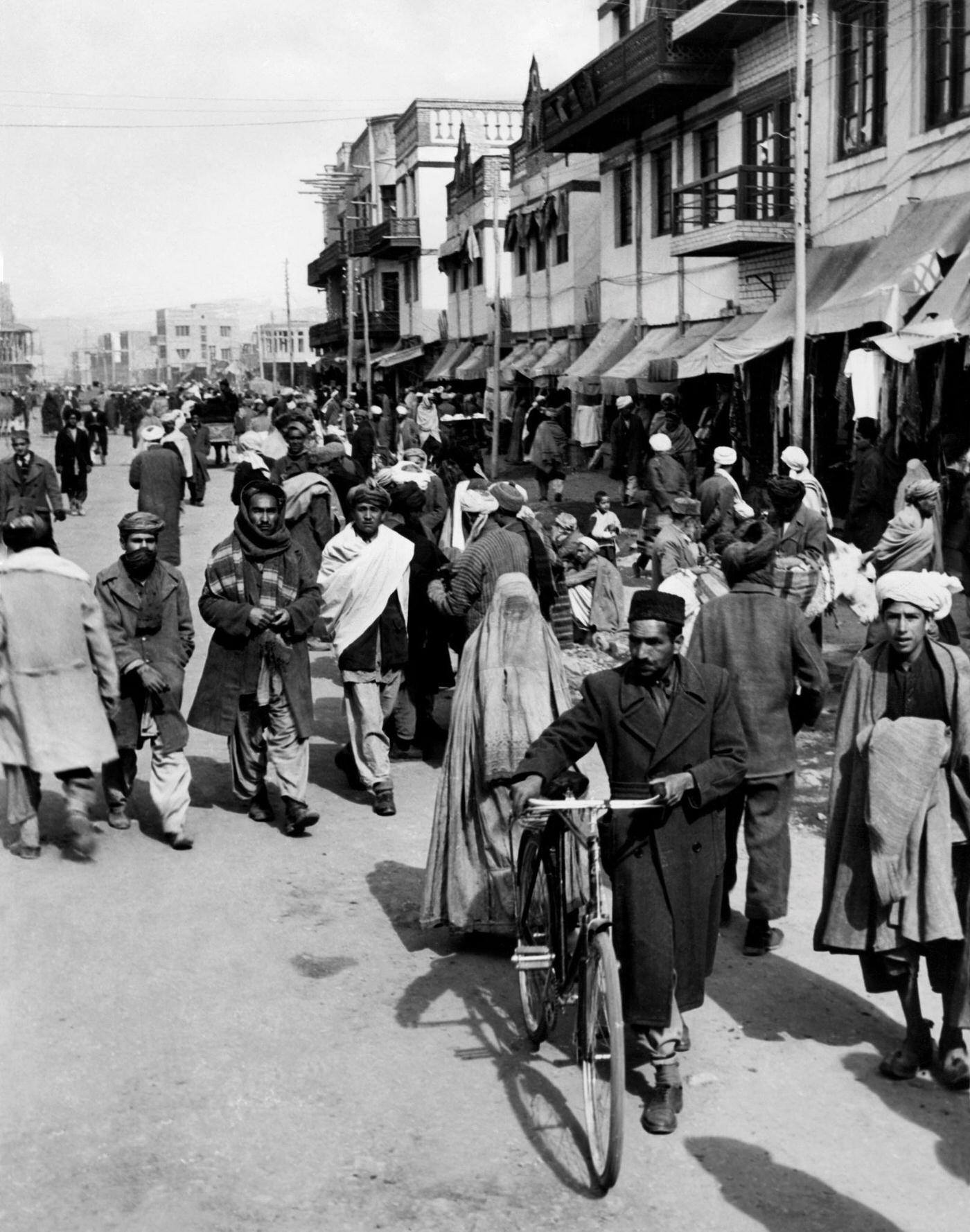 #13 Crowded street in Kabul, 1956.