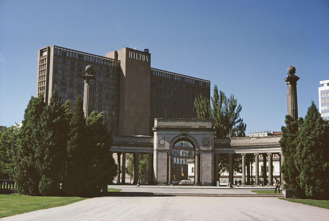 #50 The Hilton Hotel viewed from Denver Civic Center, Denver, Colorado, 1962.