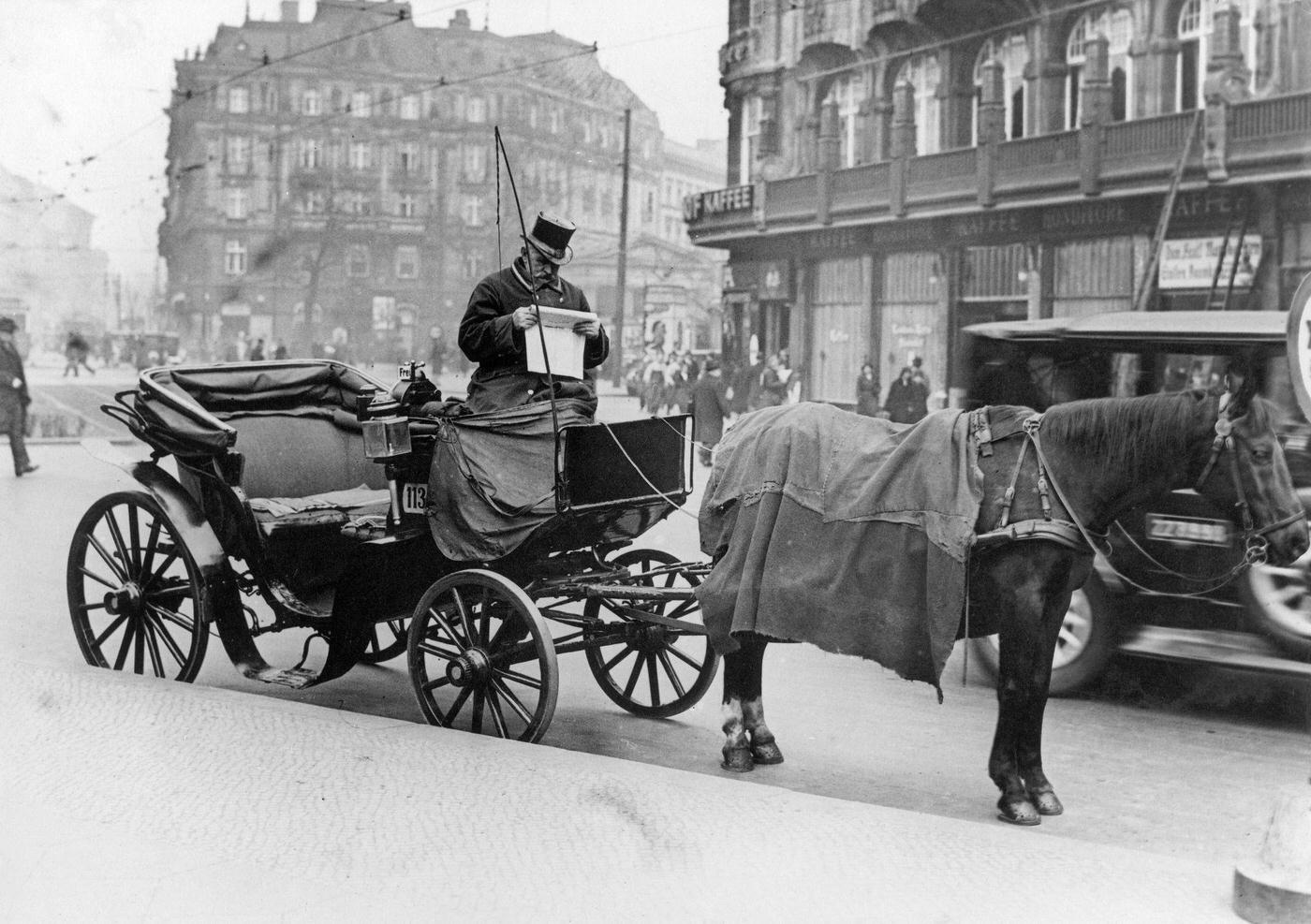 #62 One of the last horse-coaches in Berlin, Berlin, 1930