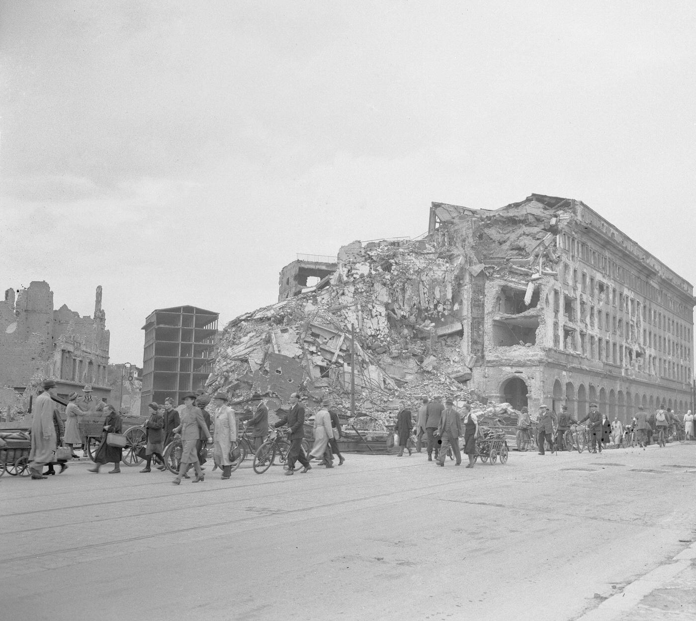 #32 Pile of rubble remains of Berlin’s Reichbank near Potsdamer Platz, Berlin.