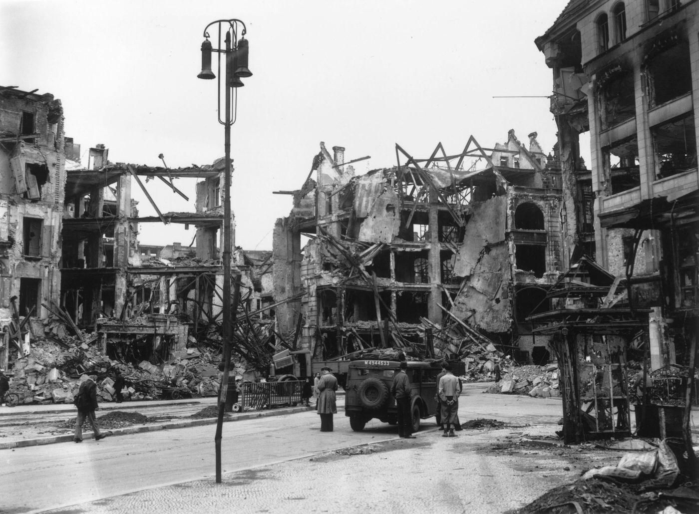 #52 Gutted business center of Berlin after the war, 1945.