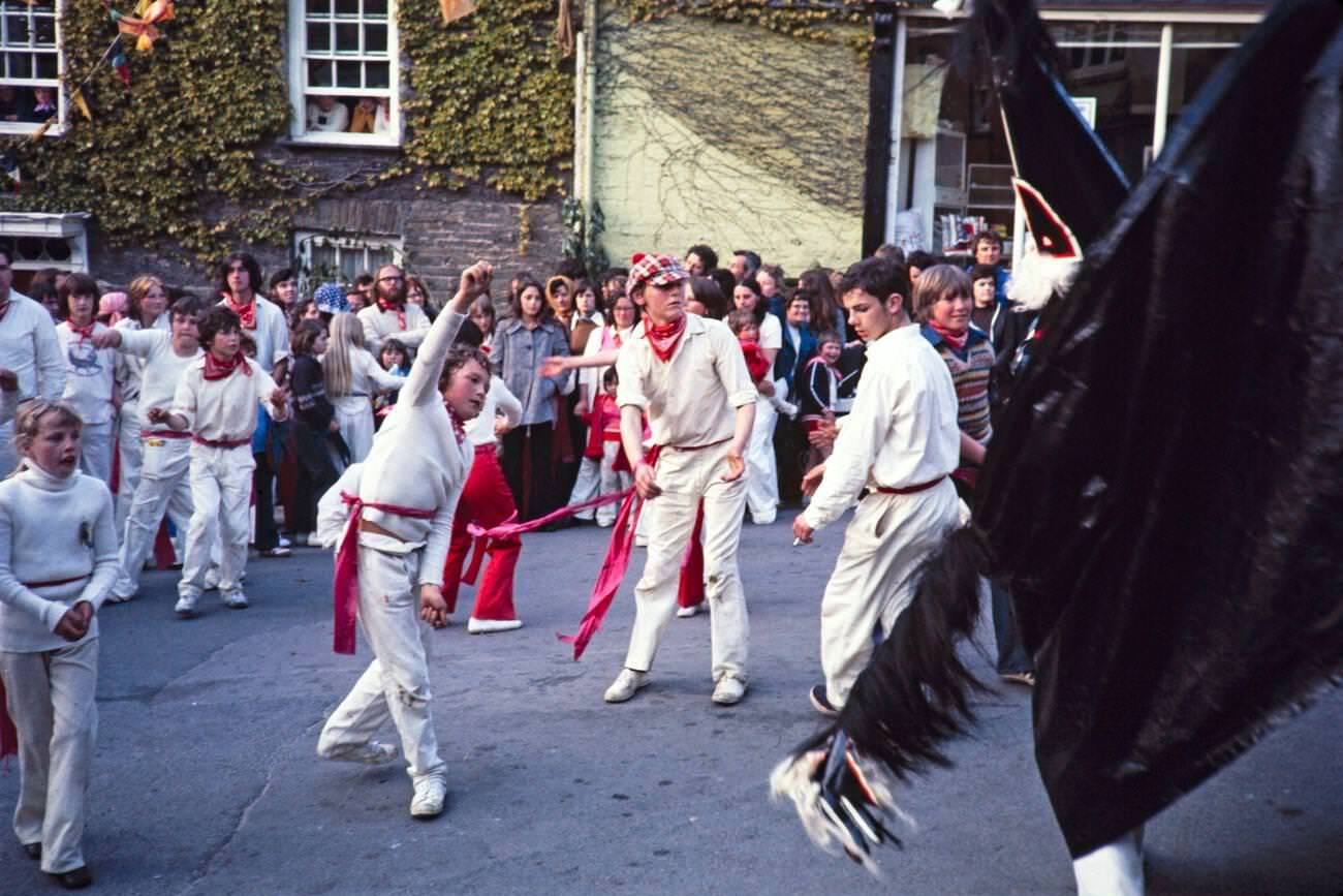 #13 Obby Horse May Day festival in Padstow, Cornwall, 1975.