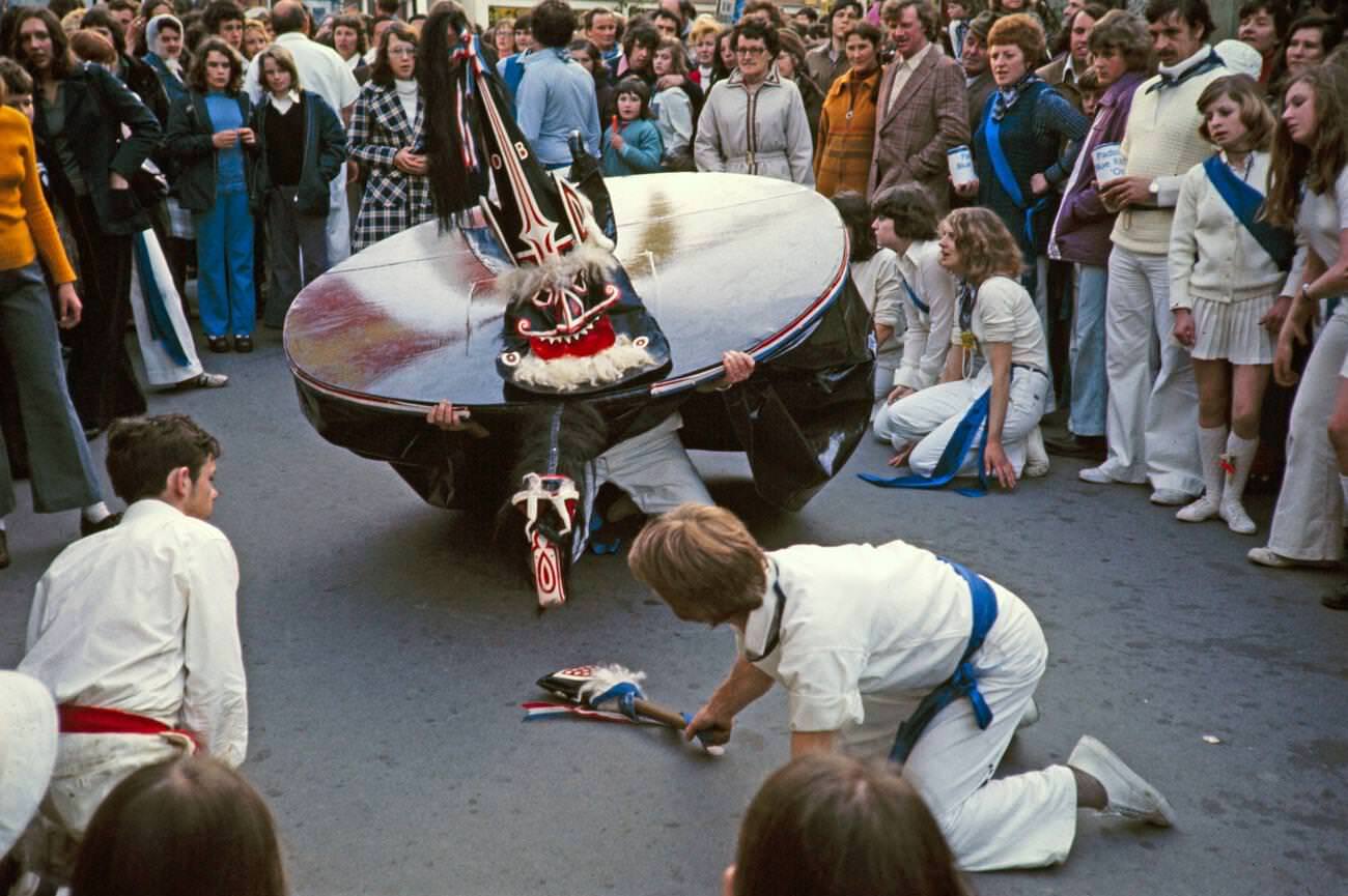 #19 Obby Horse May Day festival in Padstow, Cornwall, 1975