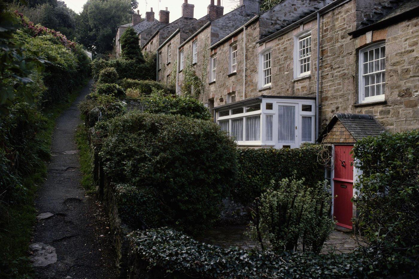 #7 View of cottages in St Agnes, coastal village in Cornwall, October 1979.