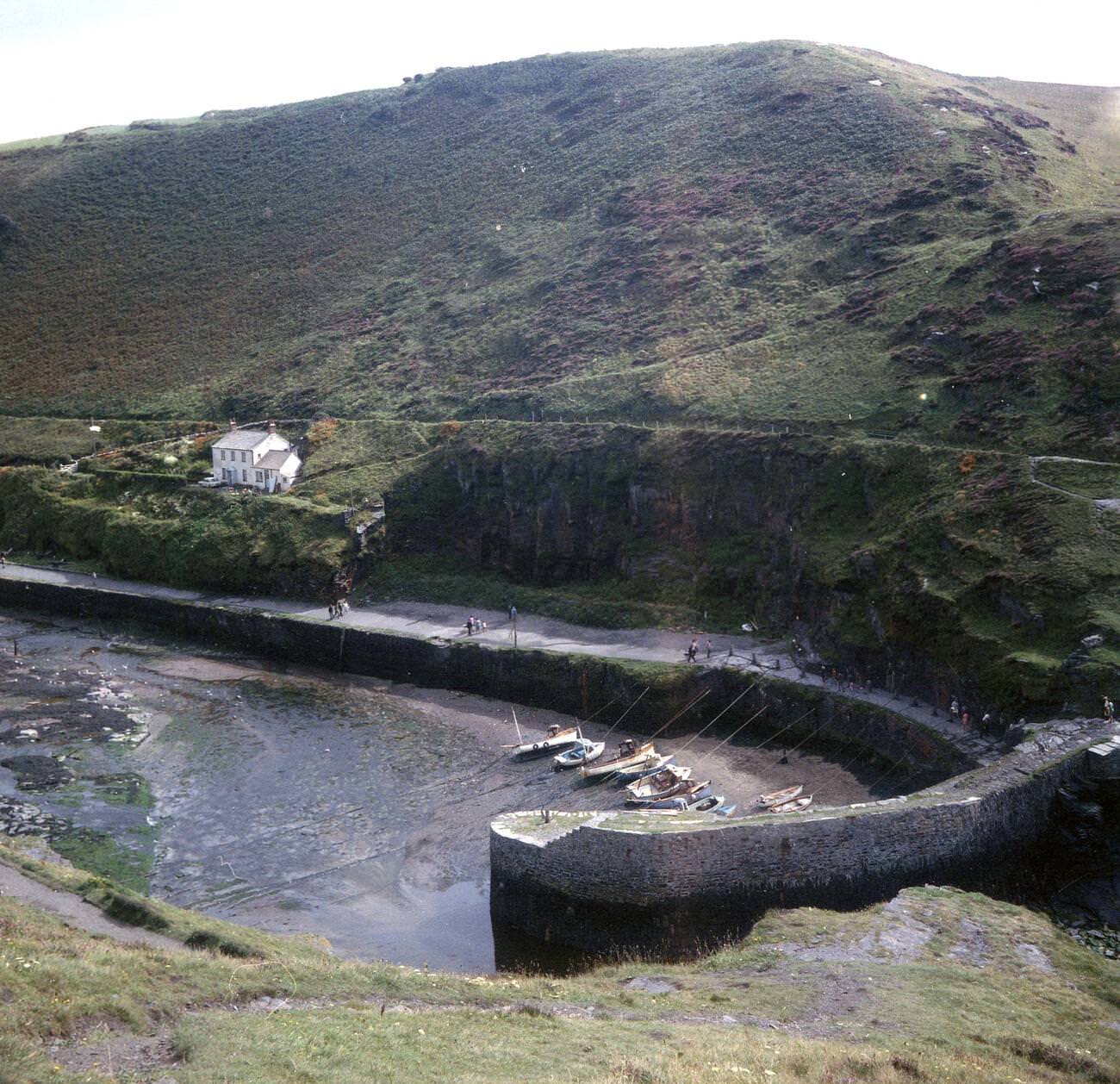#9 View of Boscastle harbor, scenic spot on the north coast of Cornwall, 1971.