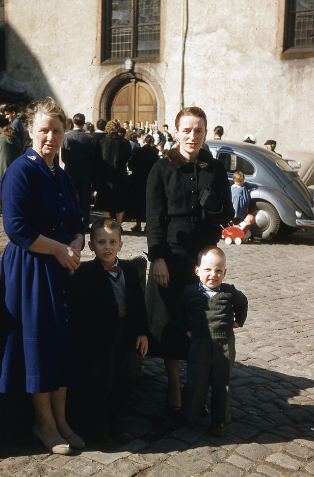 #25 Women and their children in Rothenburg, Germany in 1957