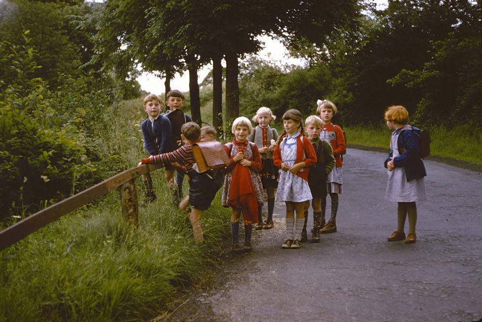 #35 German schoolchildren somewhere in the Rhineland, West Germany, 24 June 1958