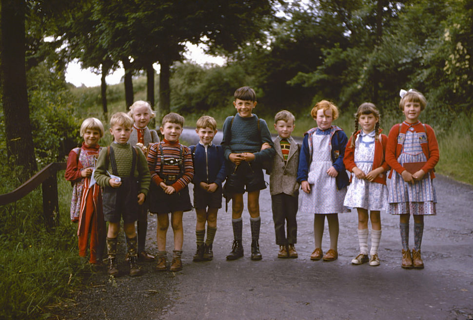 #36 German schoolchildren somewhere in the Rhineland, West Germany, 24 June 1958