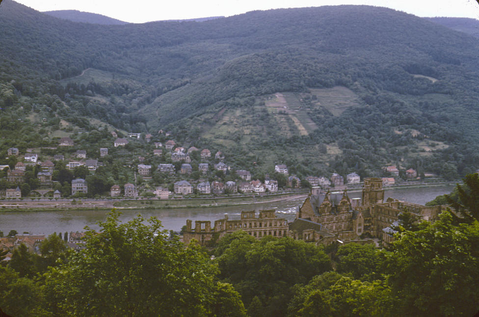 #2 The Neckar River and Heidelberg Castle from the top of the Königstuhl, Heidelberg, 21 June 1958