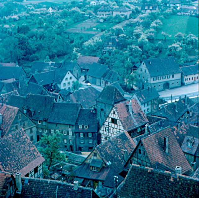 #152 Blauer Turm, the Blue Tower, part of the Kaiserpfalz (Emperor’s palace), was built around 1200, Bad Wimpfen, 1960s