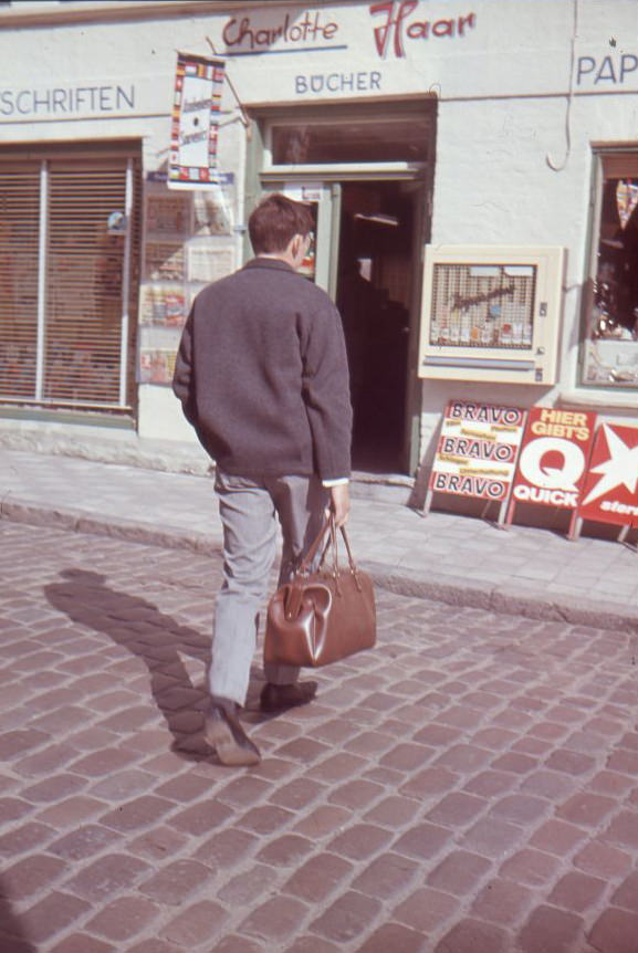 #23 In front of the newsagent Charlotte Haar, Kappeln (Schlei), 1960s