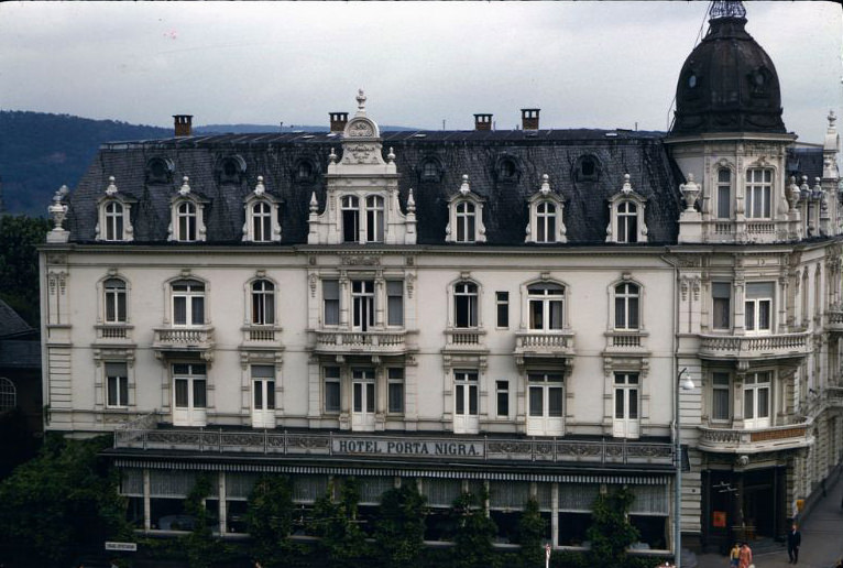 #96 View from the Porta Nigra of the Hotel Porta Nigra, Trier, Germany, 1960s