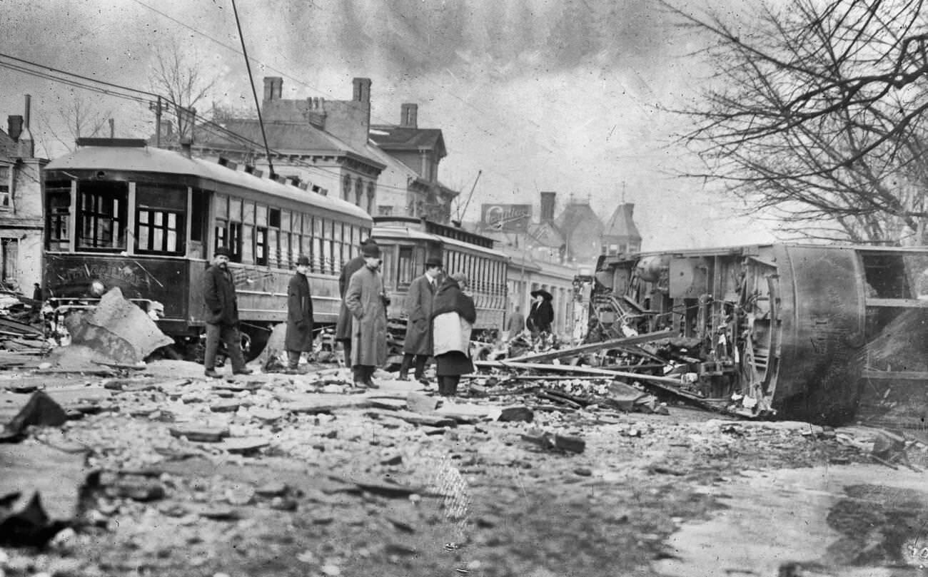 #40 Streetcar capsized by flood in Dayton, Ohio during the 1913 flood.