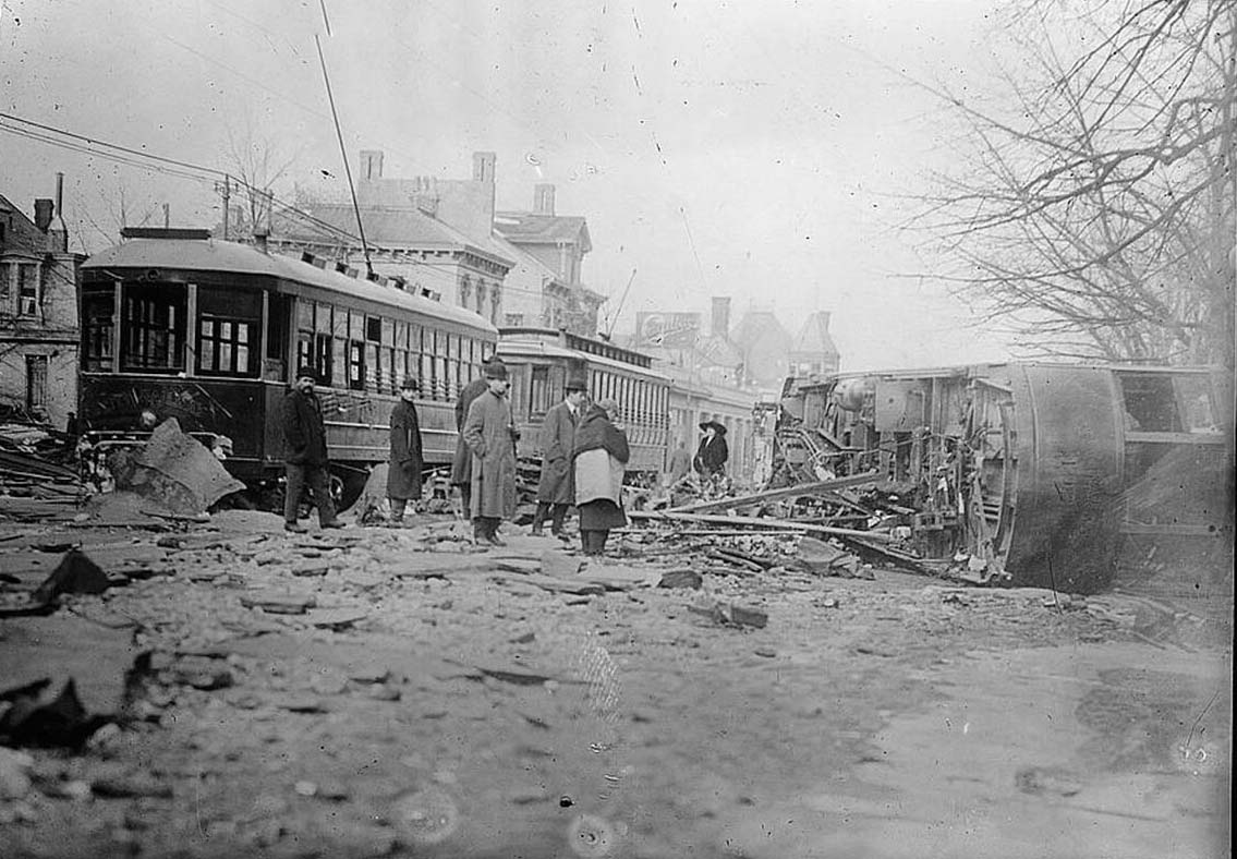 #55 Streetcar capsized by flood in Dayton, Ohio.
