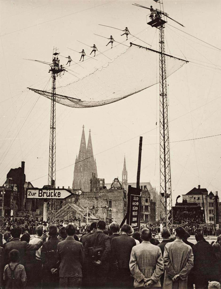 A Balancing Act: High-Wire Circus Artists at Heumarkt, Cologne, 1946 Sports