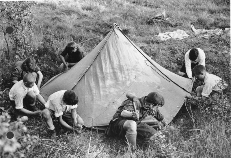 #15 Hitler Youth members in the field, 1930s.