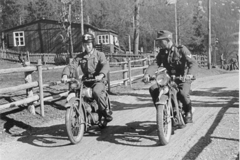 #40 Hitler Youth member learning how to ride a motorcycle, date unknown.