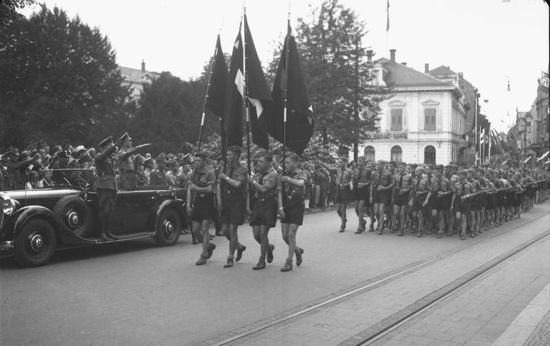 #48 Hitler Youth boys marching, Worms, Germany, 1938