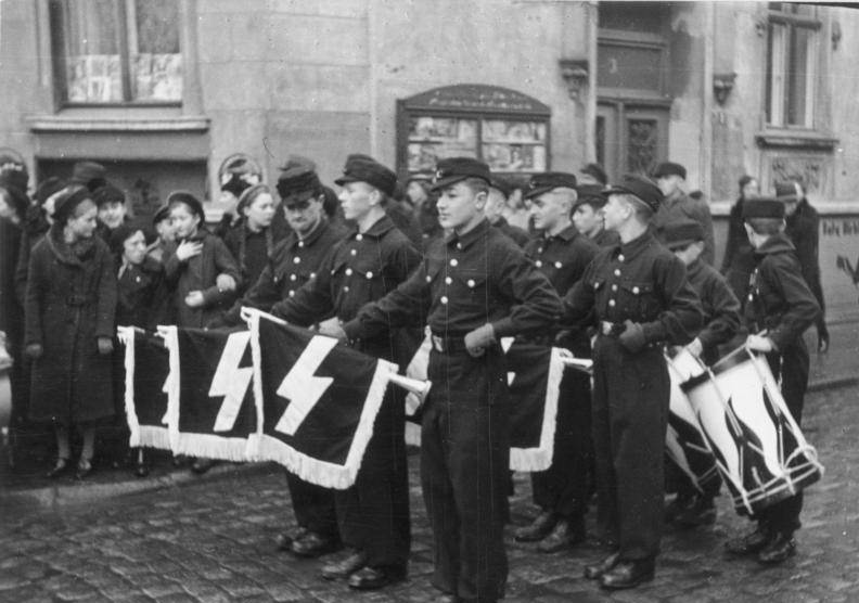 #50 Hitler Youth members in Memel, Germany, 1938.