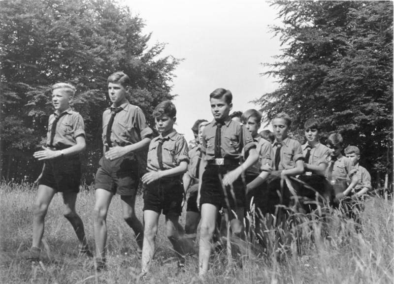 #51 Hitler Youth members on a hike through woods