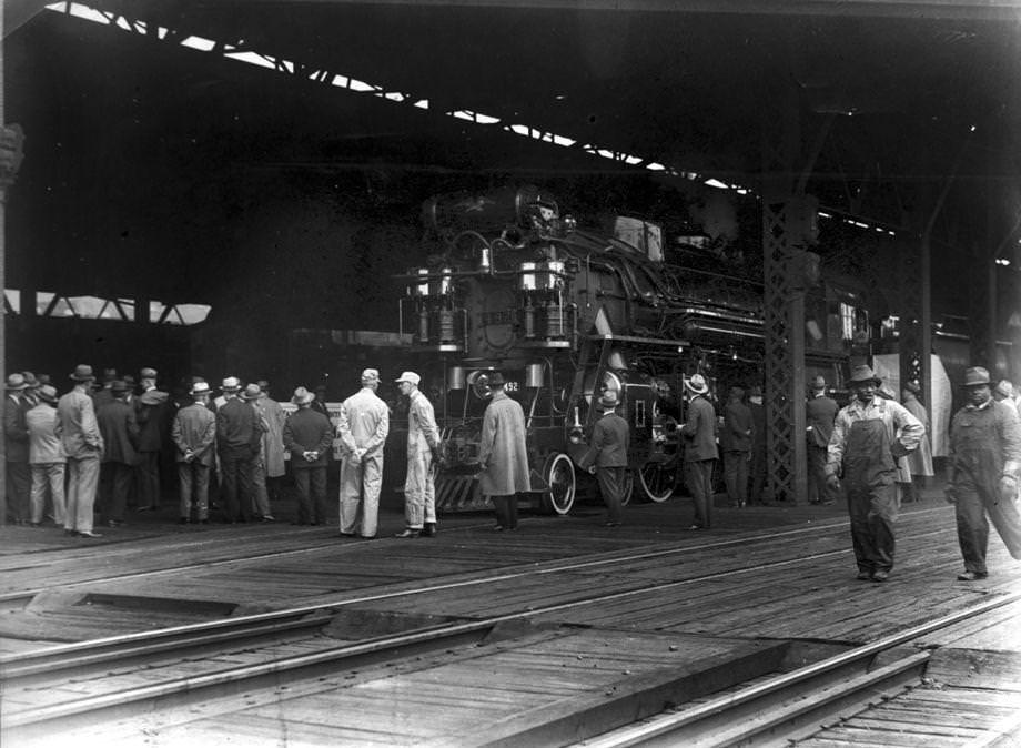 #15 The Chesapeake & Ohio Railway’s new luxury train, the Sportsman, stopped at Main Street Station in Richmond on the last leg of an exhibition tour ahead of service beginning on a new route from Norfolk to Detroit and Cleveland, 1930.