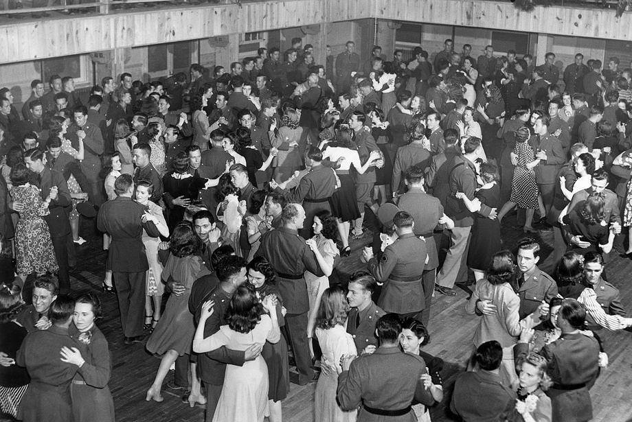 #113 The dance floor was full at the newly opened Service Club at Camp Lee in Prince George County, 1941.