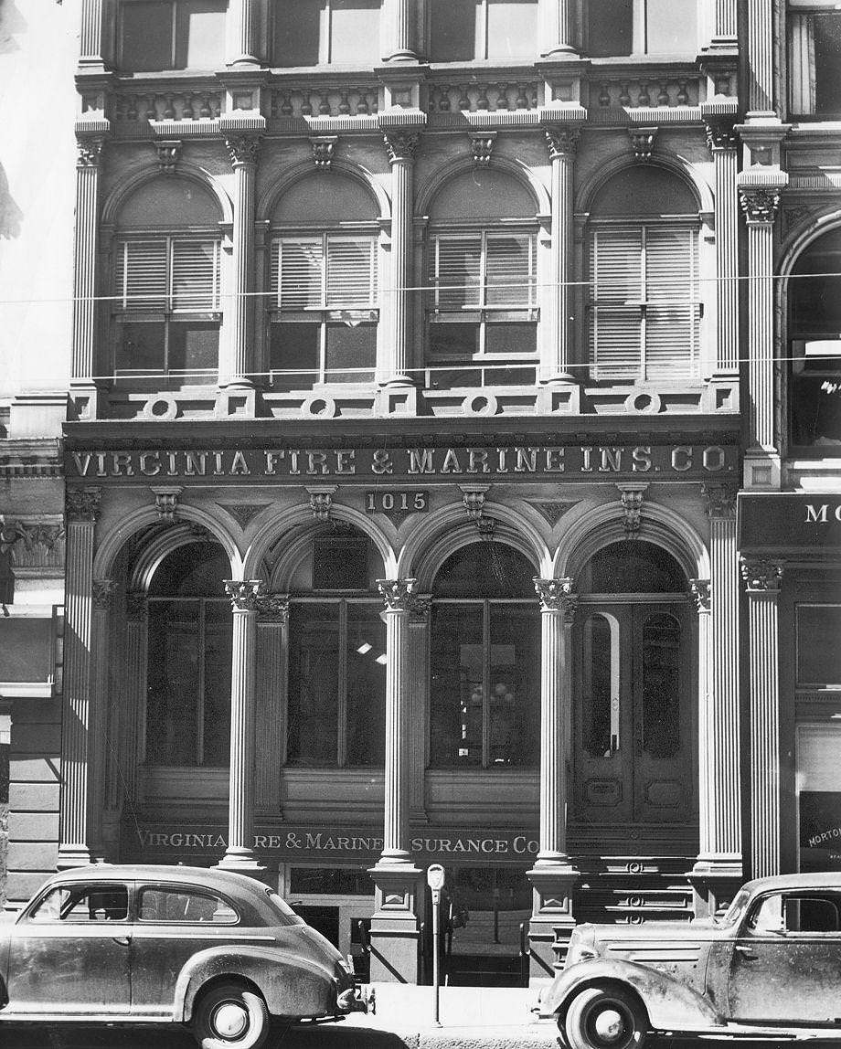 The Virginia Fire &; Marine Insurance Co. building at 1015 Main St. downtown, 1947.